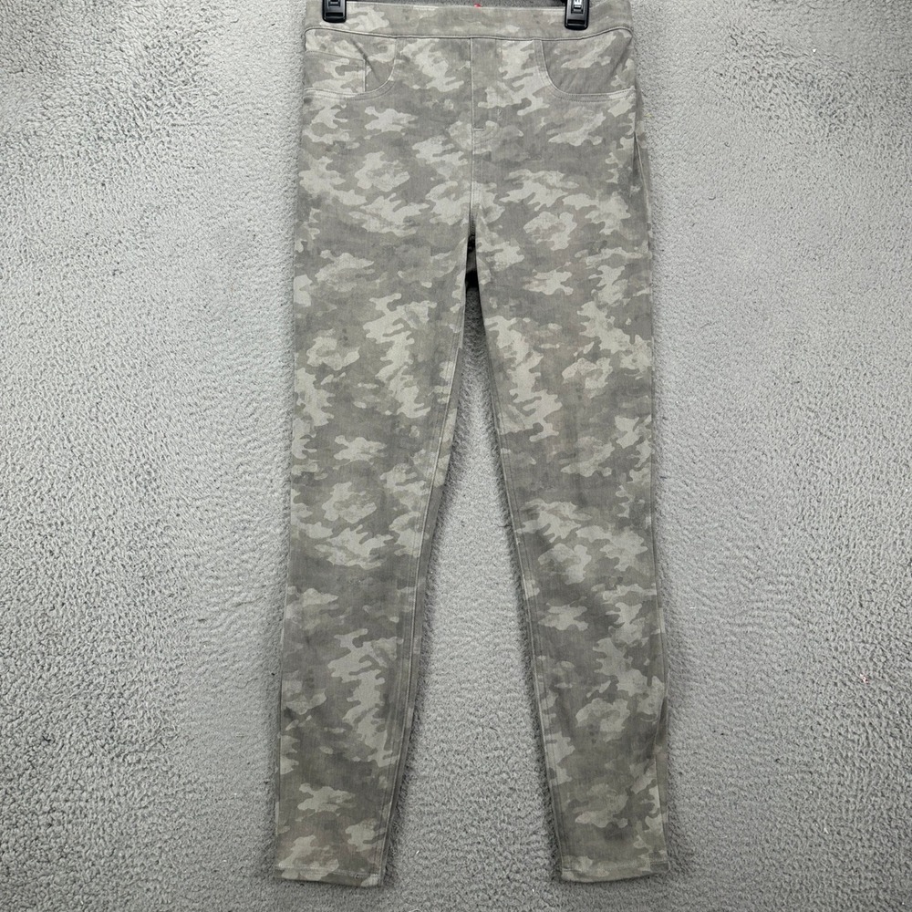 SPANX Womens Pull On Skinny Jeans Medium Grey Camo Stretch Slim Fit Denim‎ Pants